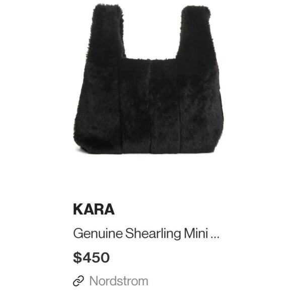 KARA Black Genuine Lamb Fur & Suede Mini Shopper or Japanese Knot Bag RARE HTF - Picture 4 of 12